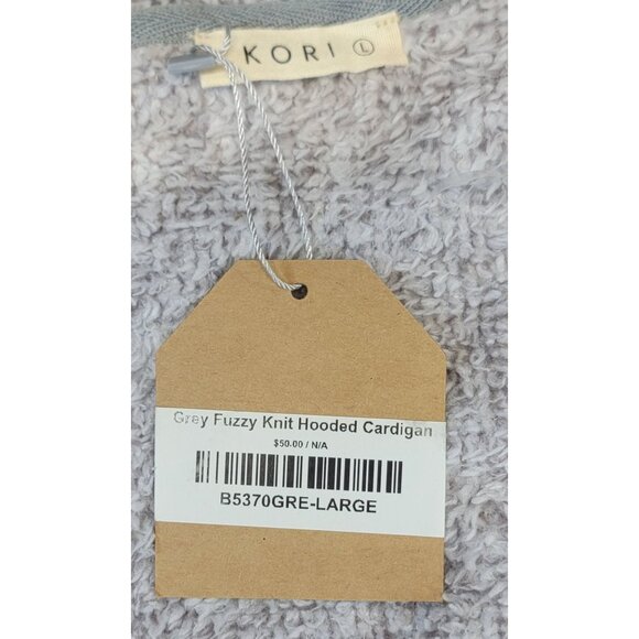 Kori Hooded Jacket Cardi Soft Cozy Grey Knit Cardigan Pockets Womens Large New - Picture 7 of 9